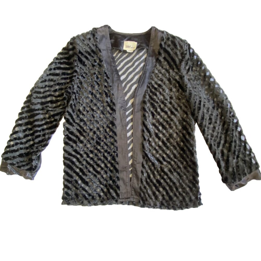 VIA MAX Velvet Burnout Jacket w/ Satin Trim – 1990s – Fits Like L - Picture 5 of 14